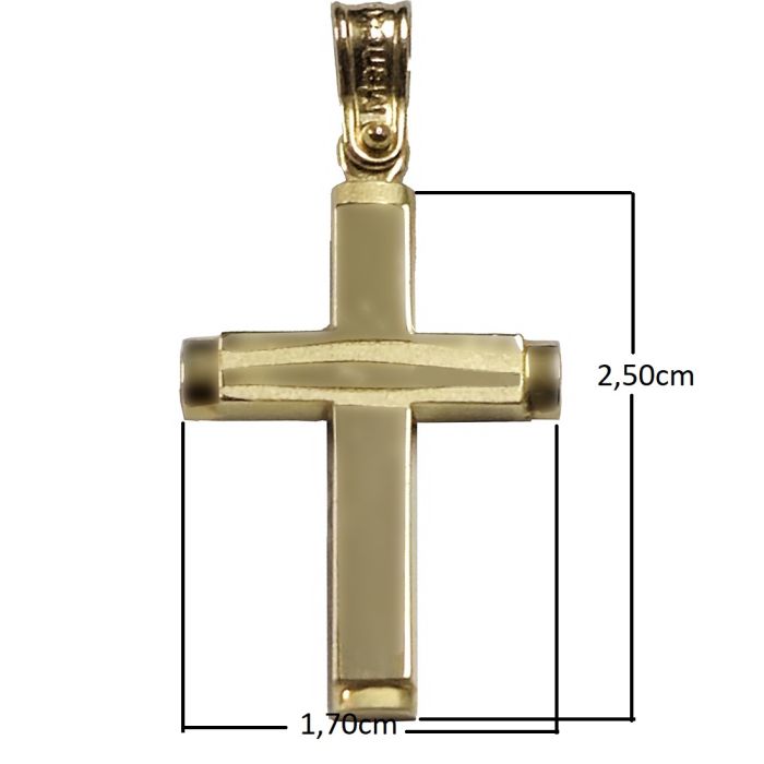Men's cross Yellow Gold double sided 14ct ITZ0070